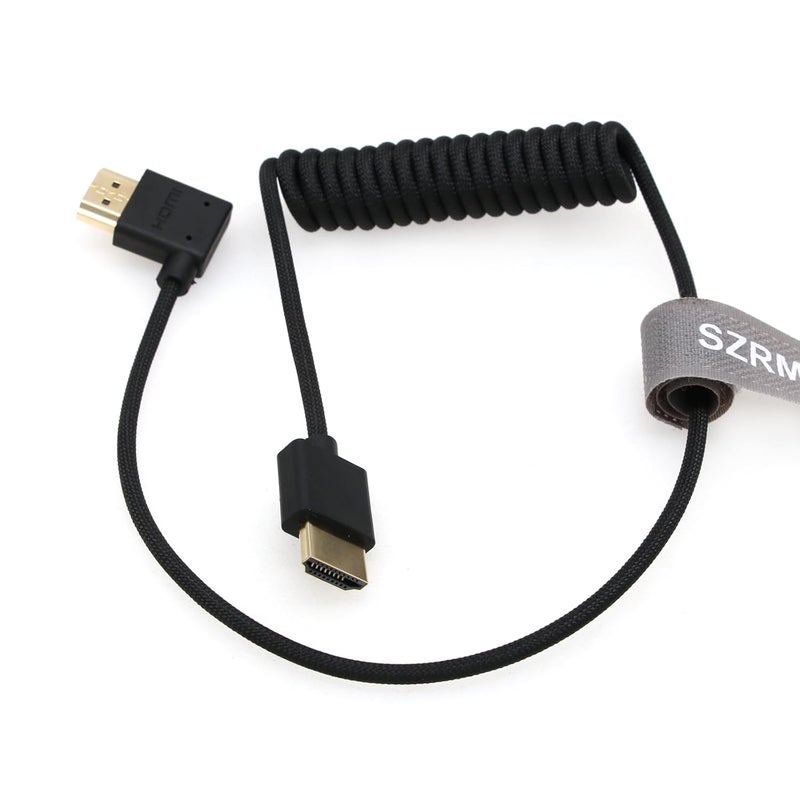 اس زد ار ام سي سي كابل 8K HDMI إلى HDMI بزاوية قائمة فائق السرعة ملفوف مضفر للكاميرا Z Cam E2 Sony FX6 FX9 Canon EOS C70 C300 Portkeys BM5 Atomos Ninjav V Shogun Monitor - Image 3