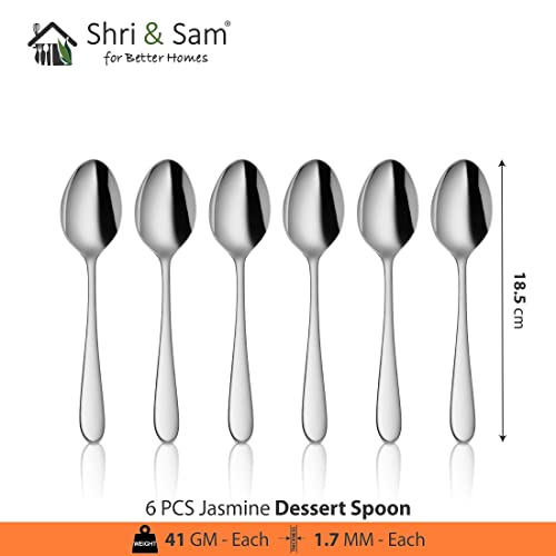 Shri & Sam Stainless Steel Jasmine Desert Spoon,6 Pieces - Image 2