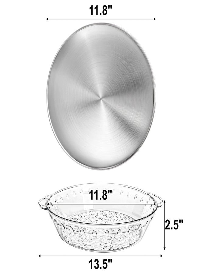 DEAYOU 3 Set 11.8" Chilled Serving Tray for Parties, Round Shrimp Cocktail Serving Dish with Ice Compartment, Ice Serving Bowl Cold Platter for Appetizer, Fruit, Veggie, Salad, Buffet, Keep Food Cold - Image 2