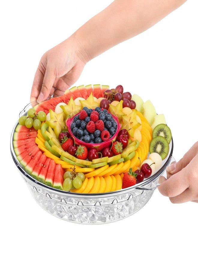 DEAYOU 3 Set 11.8" Chilled Serving Tray for Parties, Round Shrimp Cocktail Serving Dish with Ice Compartment, Ice Serving Bowl Cold Platter for Appetizer, Fruit, Veggie, Salad, Buffet, Keep Food Cold - Image 3
