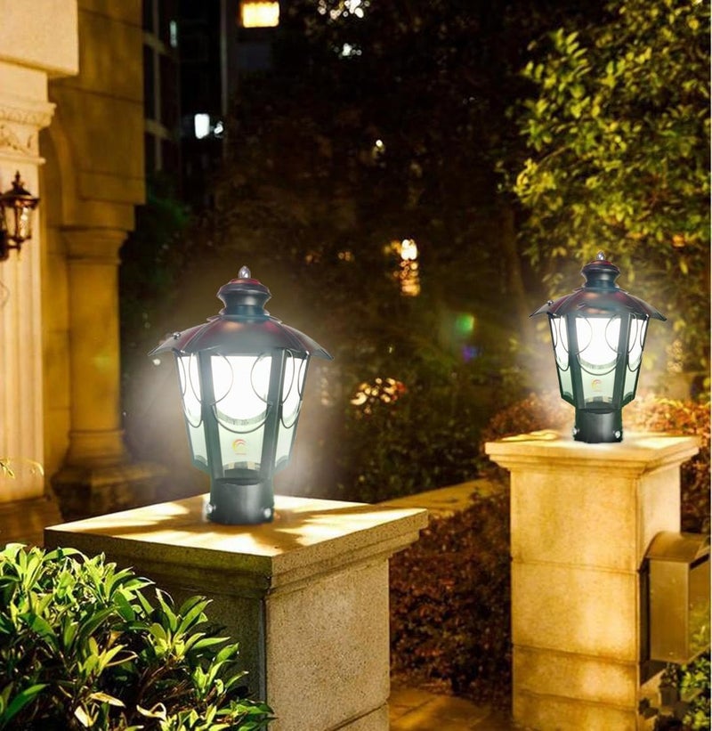 Lyse Decor Waterproof Gate Light for Outdoor, Gate Light Lamp, Pillar Lamp, Garden (Pair of 2 Pieces) (Black and Clear Glass) - Image 1