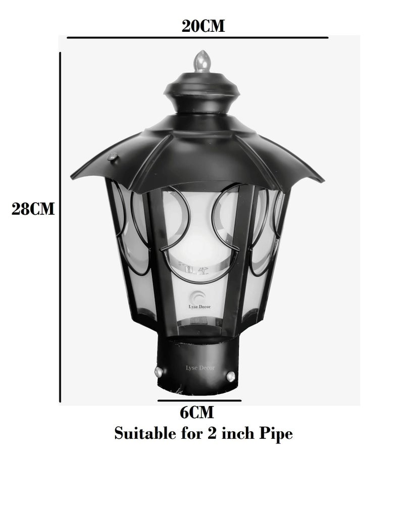 Lyse Decor Waterproof Gate Light for Outdoor, Gate Light Lamp, Pillar Lamp, Garden (Pair of 2 Pieces) (Black and Clear Glass) - Image 5