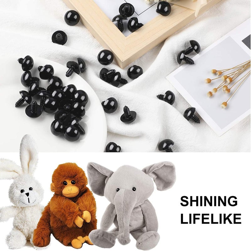 UPINS 500 Pieces 6-24MM Black Plastic Safety Eyes with Washers for Crochet Animal Crafts Doll Making Supplier Bulk (4 Sizes) - Image 4