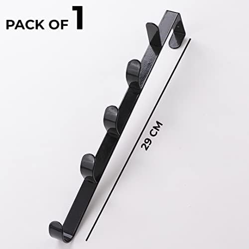 Homestic Homestic 5-Level Cloth Hanger|Multipurpose Cloth & Towel Holder|Iron Spray Material|Easy Installation|Interchangeable Over The Door Towel Holder|ZT-3115|Pack of 3|Black - Image 2