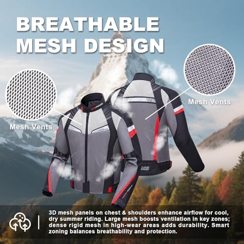 Zyxformis Summer Motorcycle Jacket, Breathable Mesh Motorcycle Riding Jacket For Men With CE Armored - Image 4