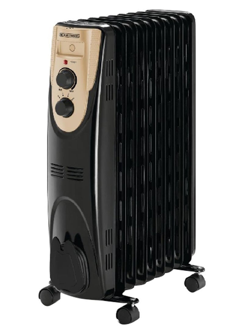 BLACK+DECKER 2000W Oil Filled Radiator Heater 2000 W OR090D-B5 Black and Silver - Image 1