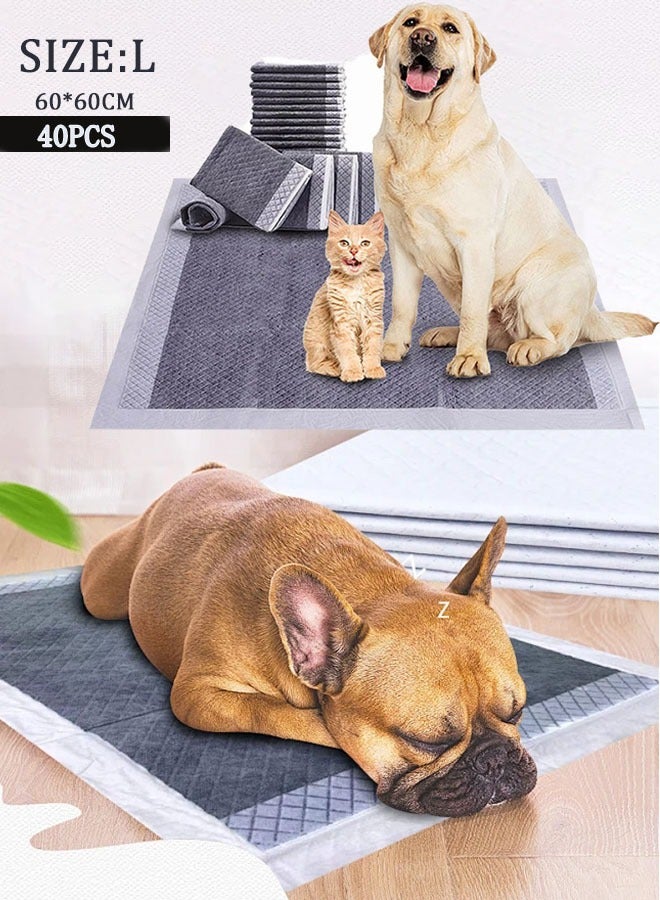 Ultra Absorbent Carbon Pet Pee Pads Disposable Odor Control Carbon Pet Dog and Puppy Training Pads Quick Drying Leak Proof Pee Pads(L 60 X 60cm 40Pcs) - Image 1