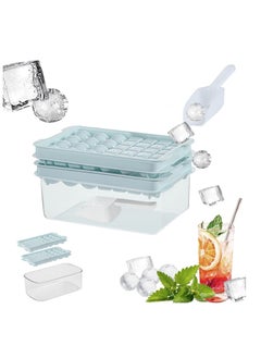 Rightsure Ice Cube Tray with Lid and Bin for Freezer,Round and square ice cube molds for Freezer, ice tray with Container Ice Cube Tray Making 66PCS Sphere Ice Chilling Cocktail Whiskey Tea Coffee Wearing spoon  - Image 1