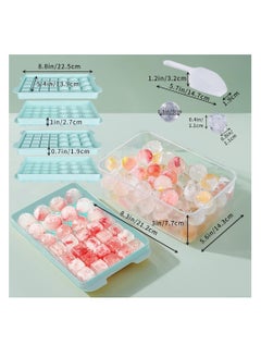 Rightsure Ice Cube Tray with Lid and Bin for Freezer,Round and square ice cube molds for Freezer, ice tray with Container Ice Cube Tray Making 66PCS Sphere Ice Chilling Cocktail Whiskey Tea Coffee Wearing spoon  - Image 2