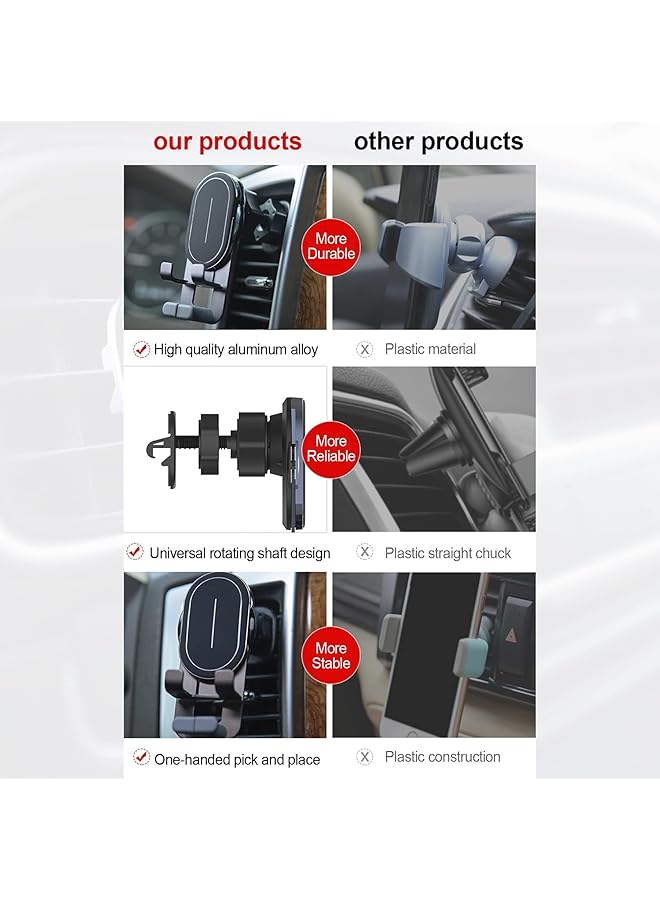 KASTWAVE Car Cell Phone Holder, Car Phone Mount Upgraded Gravity With Newest Air Vent Clip Auto Lock Hands Free Phone Holder, Interior Accessories, Fit For Iphone 11/12 & Samsung, Android Cell Phones (Black) - Image 4