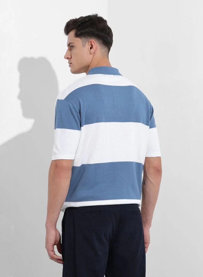 ذا انديان كراج كو Men Oversized Fit Solid Polo Neck Half Sleeves T-Shirt