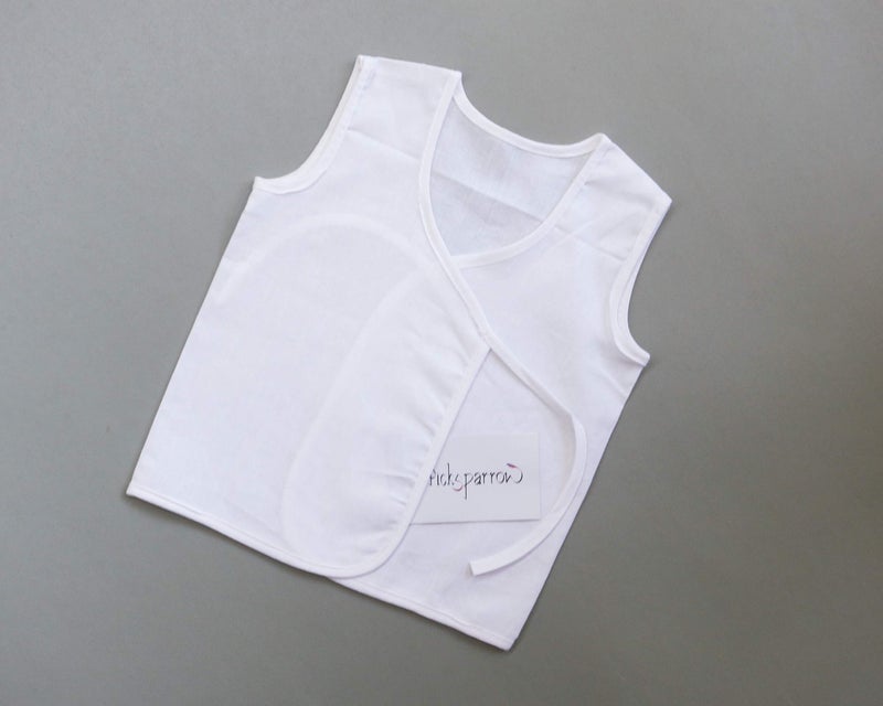 Picksparrow Cotton Unisex Pure Newborn Baby Clothes/Cambric Skinny Fit Jhablas/Sleeveless Tops/Vests/Newborn Essentials (0-1 Months, Pack Of 6, Design - Solid White) - Image 3
