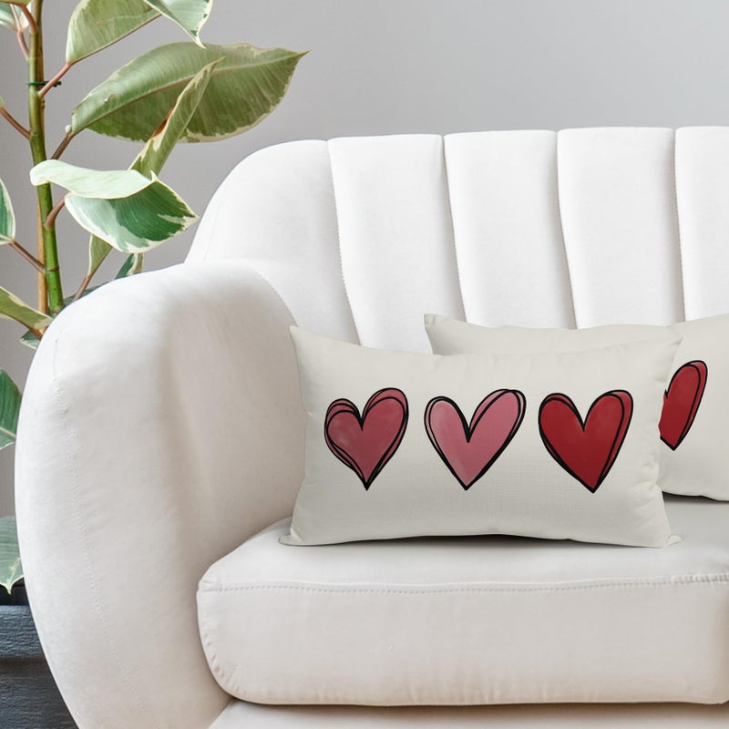 aportt Valentines Day Lumbar Pillow Covers 12X20 Inch Red Pink Heart Valentine's Day Decorative Rectangular Pillow Cases Cute Holiday Throw Pillows Set of 2 Home Decor for Sofa Porch Couch Outdoor - Image 5