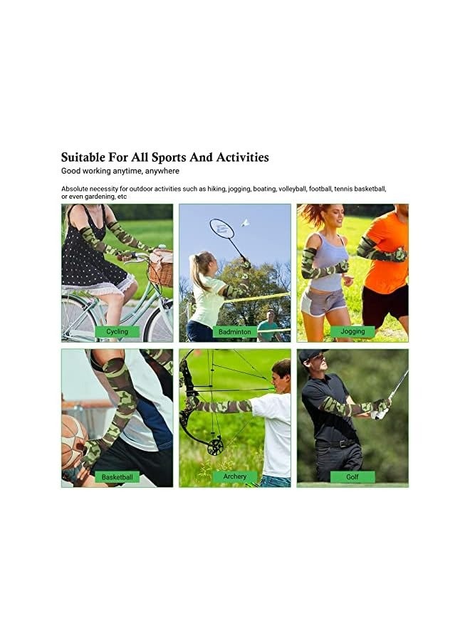 PROMASS Sun Protection Arm Sleeves, Camouflage Sun UV Protection Sleeves Outdoor Non-Slip Half Finger Riding Gloves Breathable High Elastic Fishing Sleeve (1 Pair, Green) - Image 5