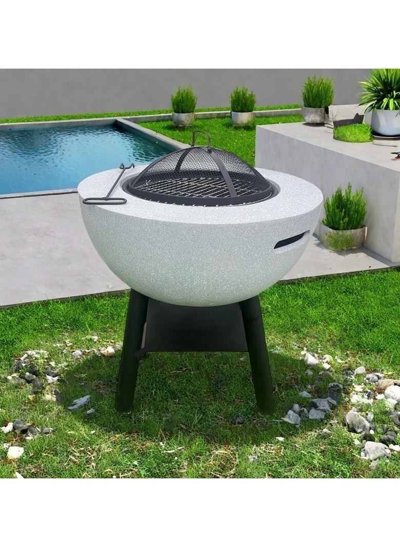 Albawadi Outdoor Garden Fire Pit BBQ Round Table Fireplace Charcoal Heating Stove  - Image 1
