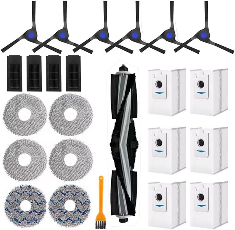 مجموعة إكسسوارات بديلة لمكنس روبوت Ecovacs Deebot X2 Omni / X2 / X2 Pro / DEX86، فرشاة رئيسية واحدة، 6 فرش جانبية، 4 مرشحات، 6 وسادات مسح، 6 أكياس غبار، فرشاة واحدة، YL-X2-Omni-Vacuum-Cleaner - Image 1