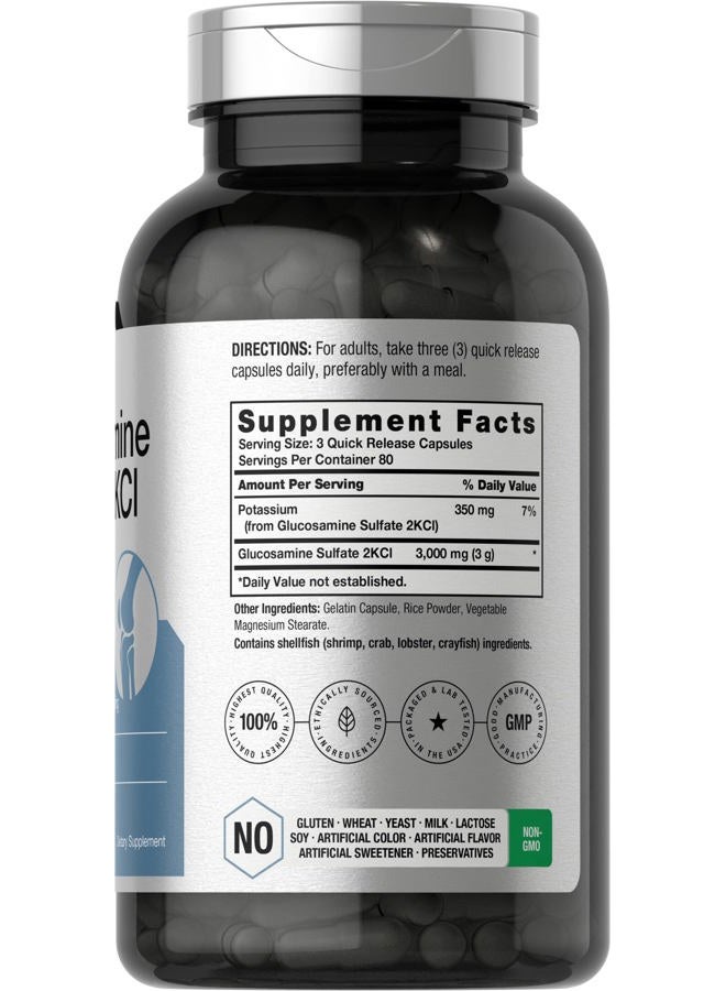 Horbäach Glucosamine Sulfate 2KCI with Potassium | 3000mg | 240 Capsules | Non-GMO and Gluten Free Supplement - Image 2