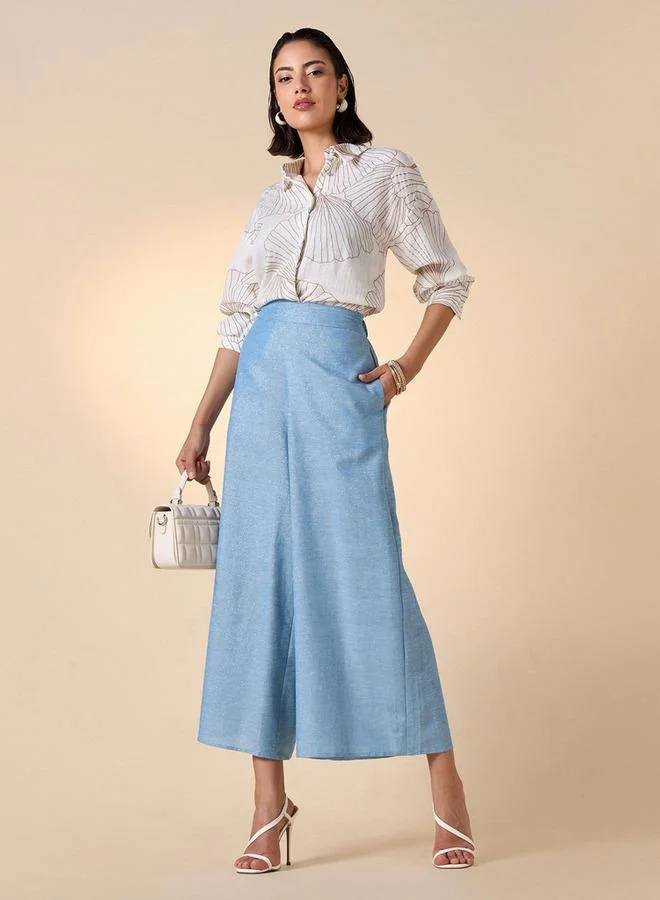 ايكونيك قميص بطبعة فويل أيقونية بأكمام طويلة وإغلاق بأزرار