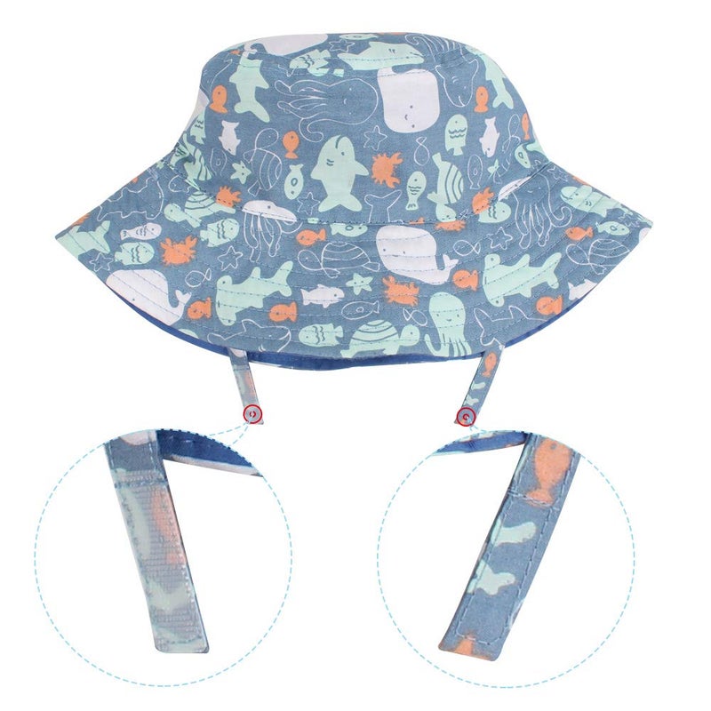 XIAOHAWANG Baby Boy Bucket Toddler Kids Sun Hat UPF 50+ Wide Brim Outdoor Beach Caps Play hat (Octopus, XS(3-6 Months)) - Image 4