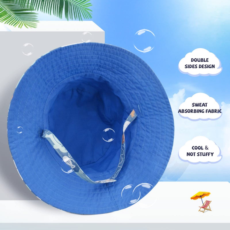 XIAOHAWANG Baby Boy Bucket Toddler Kids Sun Hat UPF 50+ Wide Brim Outdoor Beach Caps Play hat (Octopus, XS(3-6 Months)) - Image 5