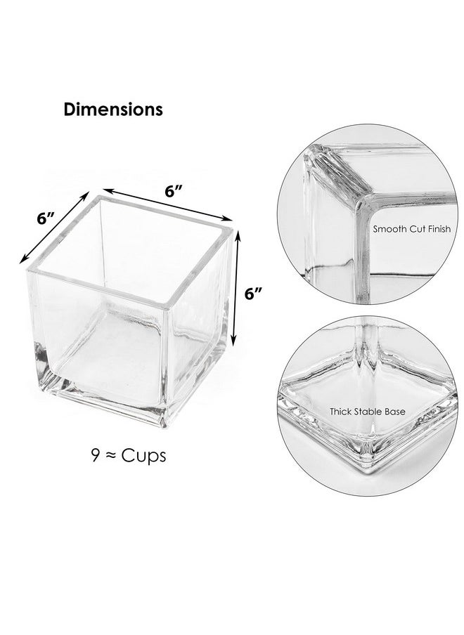 CYS EXCEL CYS EXCEL Clear Glass Cube Vase 6"x6"x6" | Square Wedding Flower Vase Centerpieces | Cubic Glass Candle Holder  - Image 2