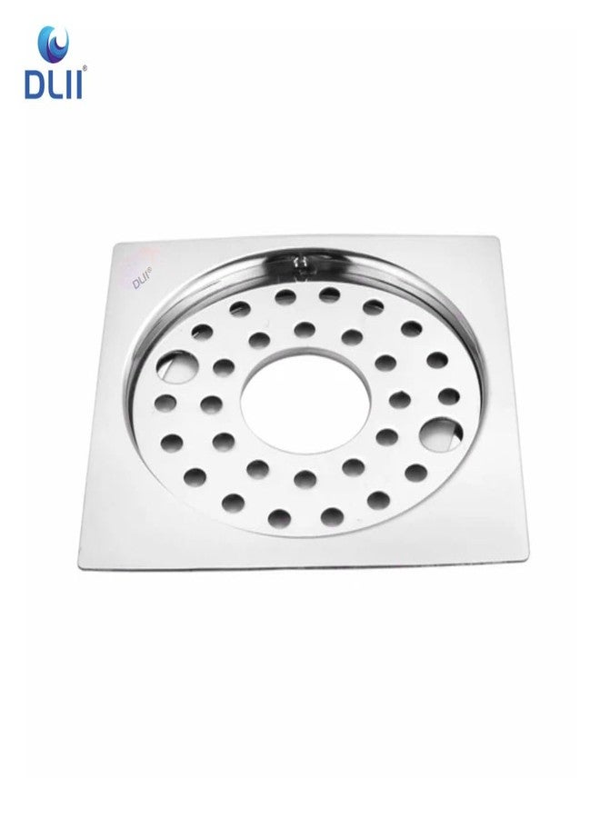 DLII® Premium Stainless Steel Square Drain Cover 5x5 Inch | Heavy Duty Rust-Resistant Floor Drain Jaali with Central Hole | Modern Bathroom Kitchen & Outdoor Use - Image 2