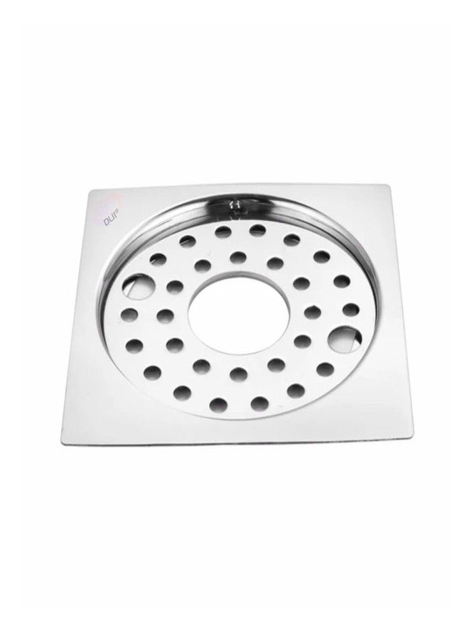 DLII® Premium Stainless Steel Square Drain Cover 5x5 Inch | Heavy Duty Rust-Resistant Floor Drain Jaali with Central Hole | Modern Bathroom Kitchen & Outdoor Use - Image 1