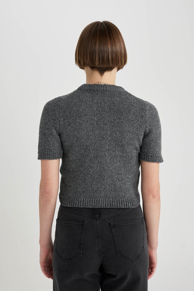 DeFacto Woman Fitted Crew Neck Short Sleeve Pullover - Image 2