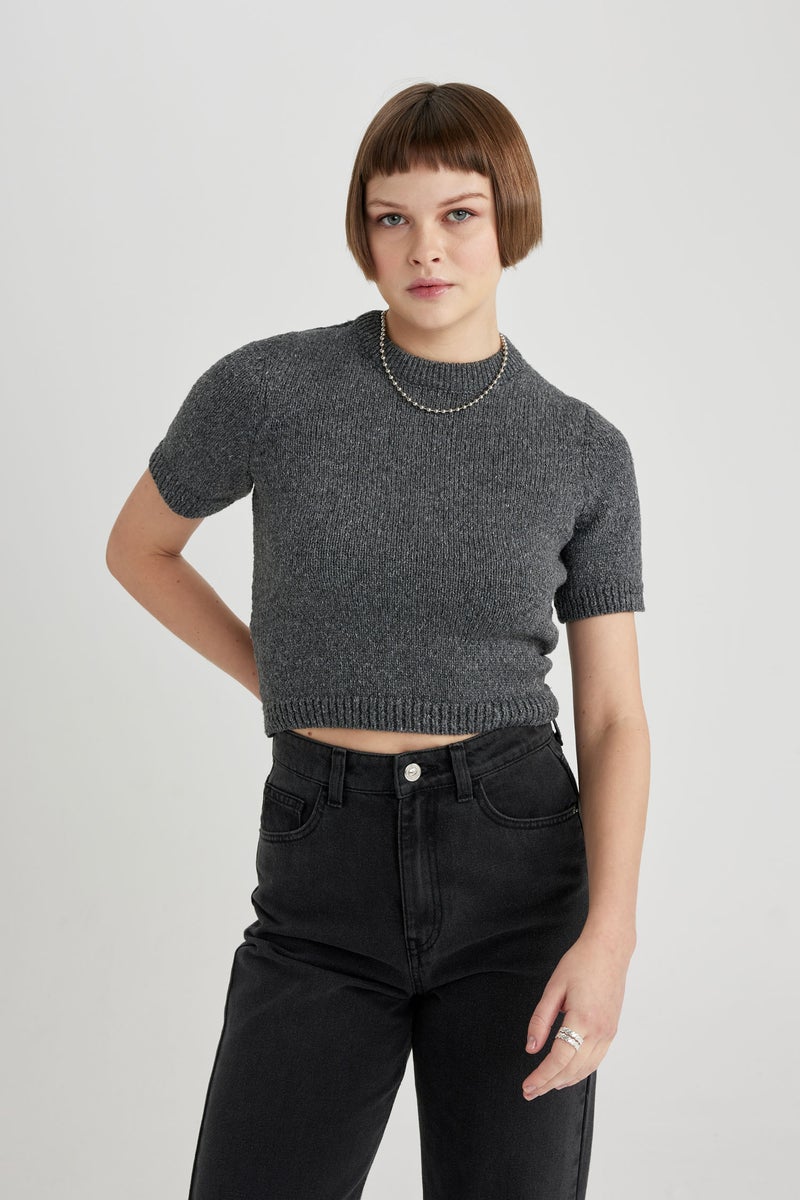 DeFacto Woman Fitted Crew Neck Short Sleeve Pullover - Image 5