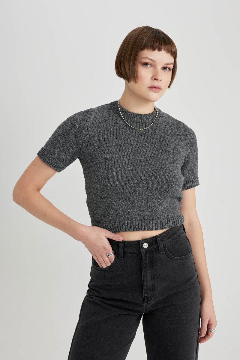 DeFacto Woman Fitted Crew Neck Short Sleeve Pullover - Image 4