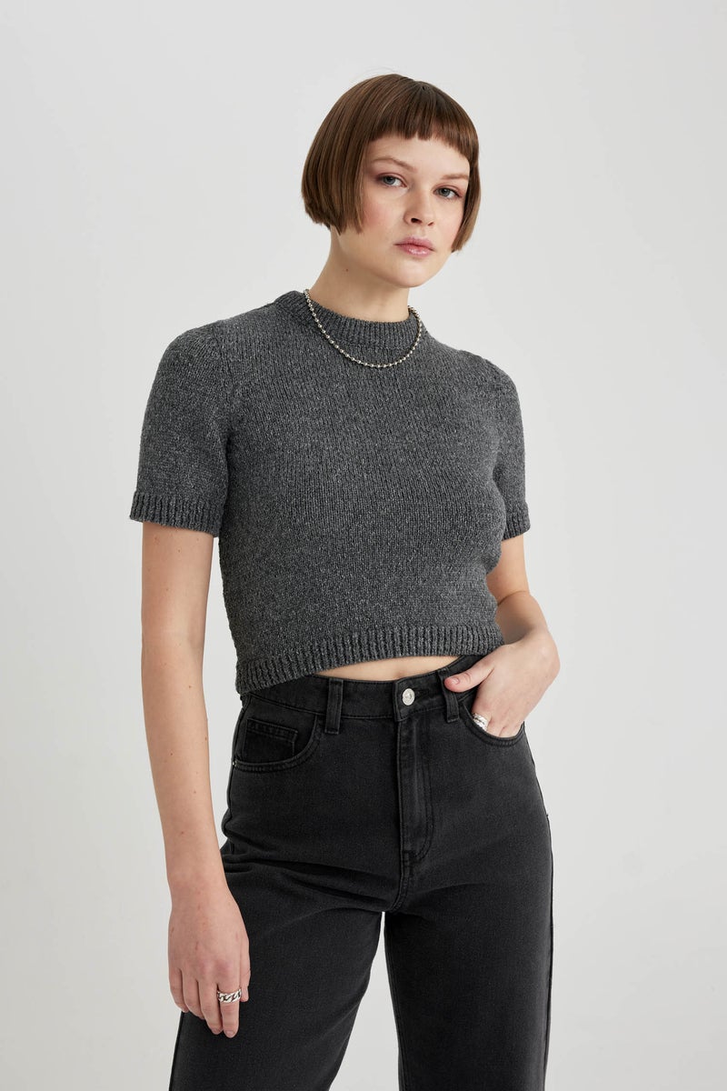 DeFacto Woman Fitted Crew Neck Short Sleeve Pullover - Image 1