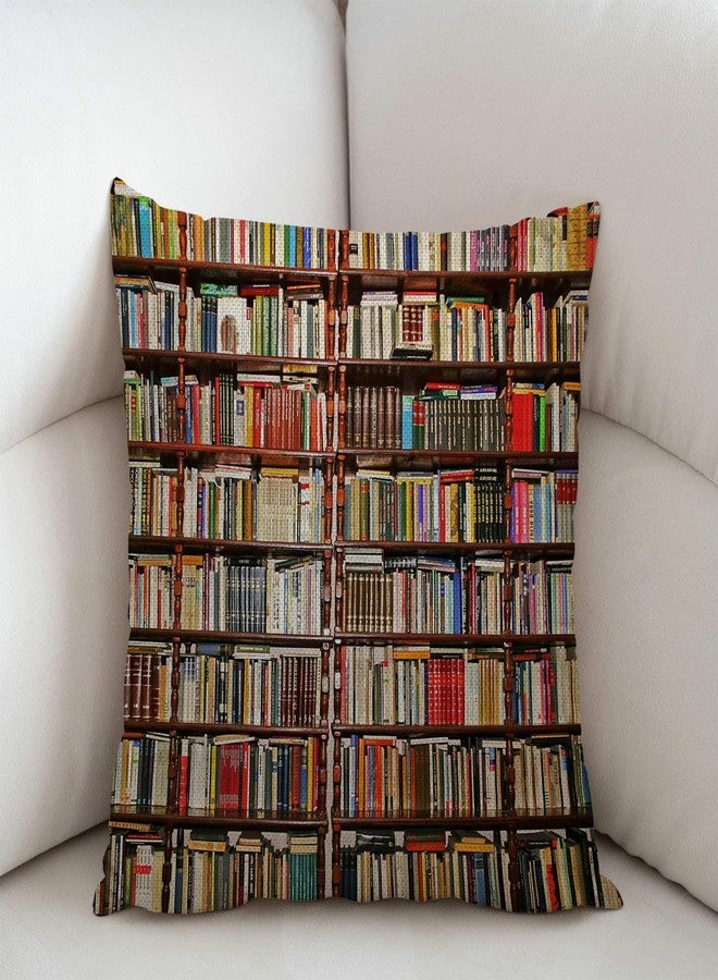 Swono Library Bookshelf Farmhouse Decor Family Decoration Cotton Linen Home Decorative Throw Pillow Case Cushion Cover with Words for Sofa Couch, 18 x 18 in - Image 2