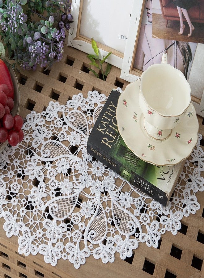 VIRFONOR 2pack Oval Lace Placemats for Dining Table,Delicate Floret Embroidered Lace Doilies vase mat for Christmas Daily Use, Washable (White Oval 11.8" ×17.6") - Image 5