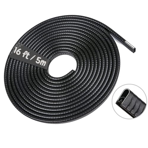 LandVK Heavy Duty Car Door Edge Protector Guard U Shape, Anti-Scratch, Anti-Collison, Rubber, Black, 5m, Pack of 2 - Image 1