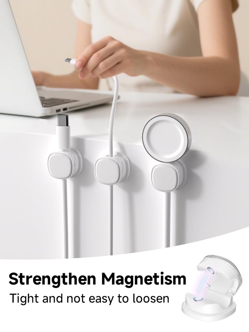 COOCAT Magnetic Cable Clips, Adjustable Cord Holder Management, Adhesive Wire Keeper Organizer for Home Office Desk Phone PC Car Wall Desktop Nightstand Appliance (9-PCS White) - Image 2