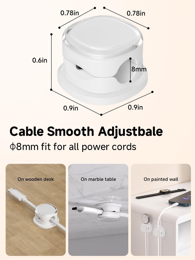COOCAT Magnetic Cable Clips, Adjustable Cord Holder Management, Adhesive Wire Keeper Organizer for Home Office Desk Phone PC Car Wall Desktop Nightstand Appliance (9-PCS White) - Image 3