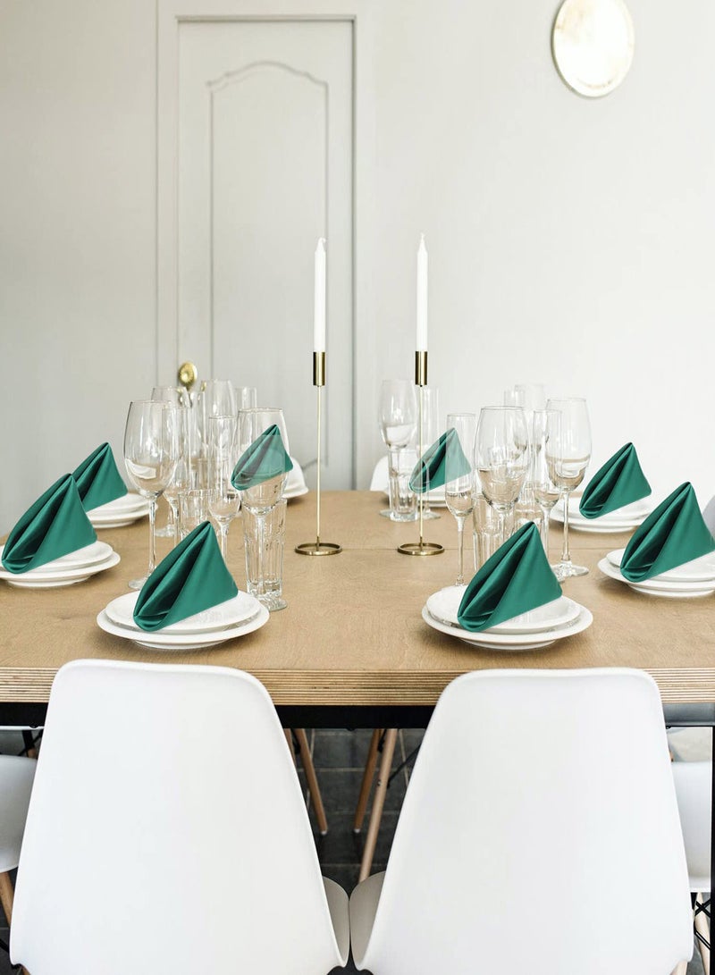 طقم من 10 مناديل ساتان مربعة أنيقة، 17x17 بوصة، قماش ناعم وسلس للعشاء وحفلات الزفاف والحفلات، مناديل غسيل قابلة لإعادة الاستخدام - Image 4