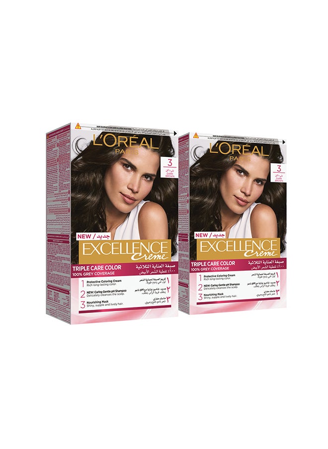 L'OREAL PARIS صبغة الشعر الدائمة Excellence Crème 3.0 بني غامق  - Image 1
