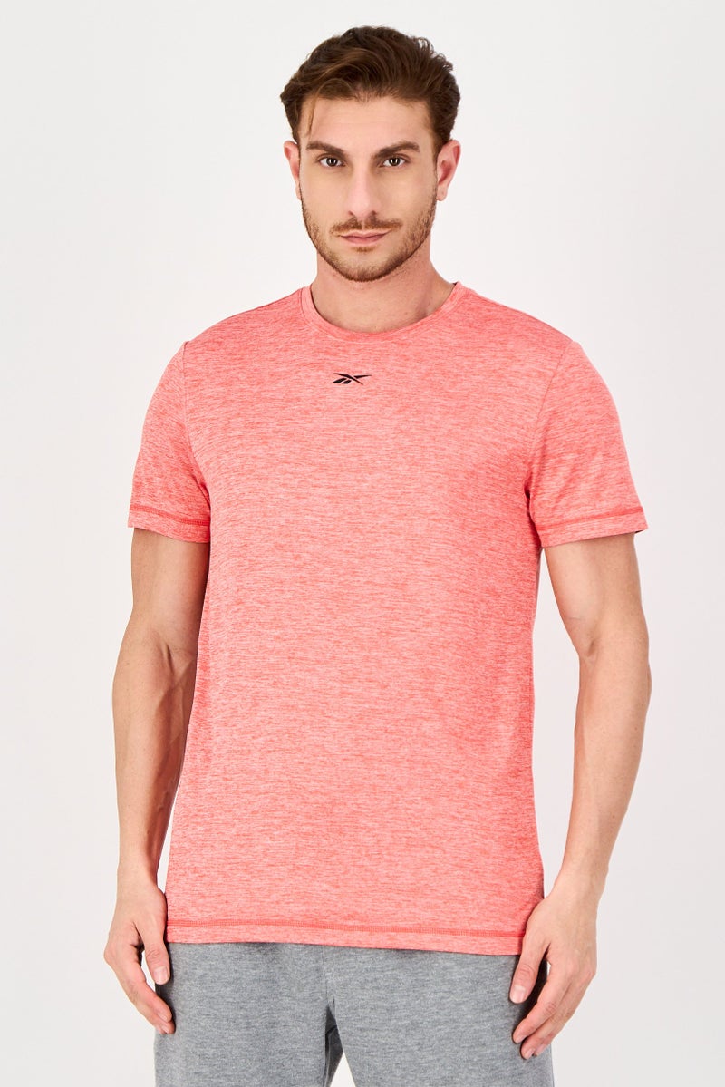 Reebok Men Sportswear Fit Short Sleeve Training T-Shirt, Heather Red - Image 1