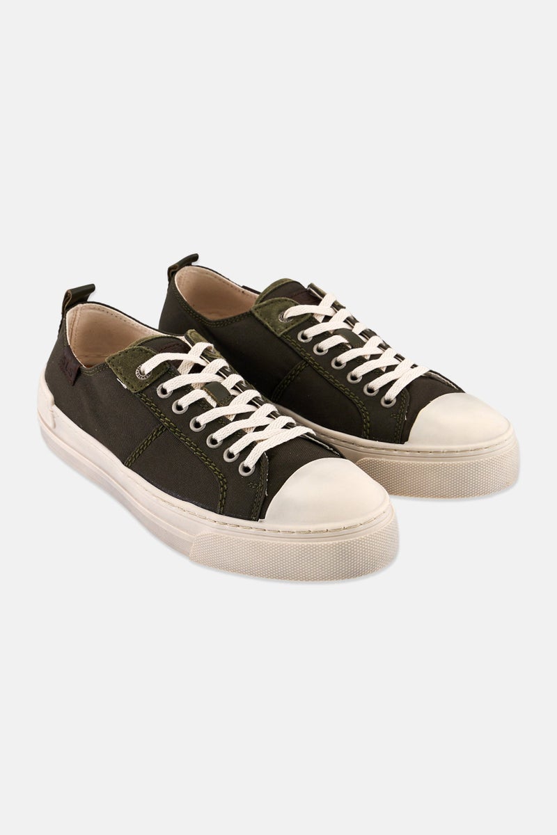 SALSA Men Wichita Lace Up Canvas Shoes, Dark Olive - Image 1