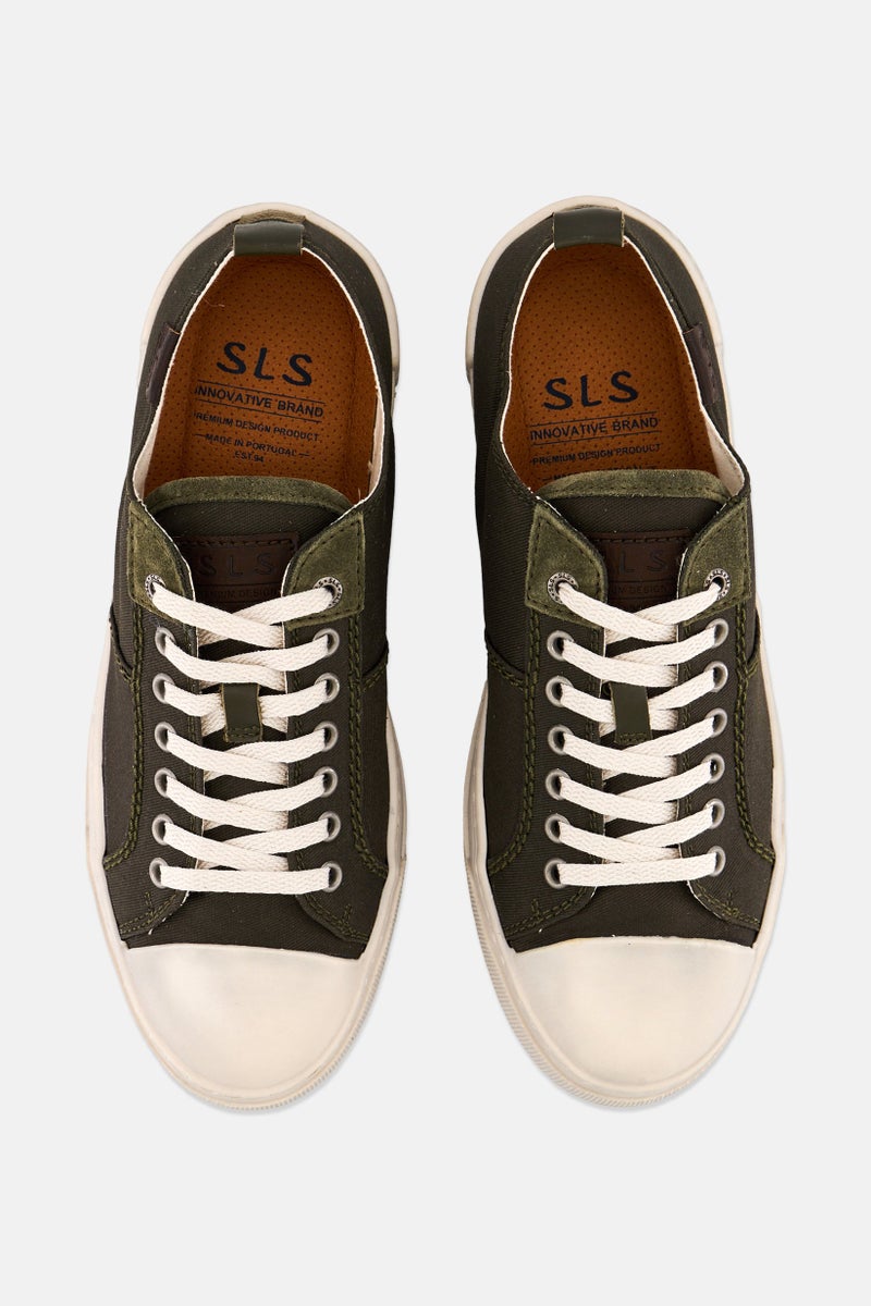 SALSA Men Wichita Lace Up Canvas Shoes, Dark Olive - Image 3