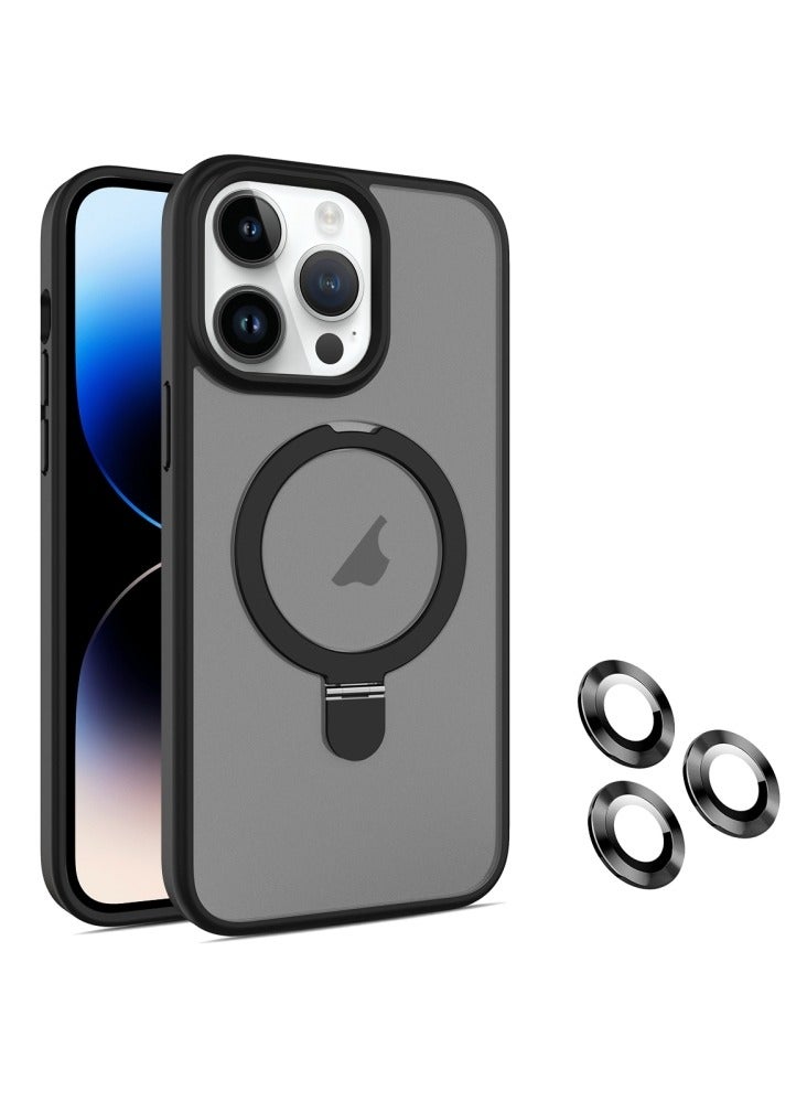 Kannzz iPhone Magnetic Case for Case [Compatible with MagSafe] Camera Lens Protector Plating Luxury Cover for Women Men Clear Soft TPU Shockproof Protective Phone Case - Black - Image 1