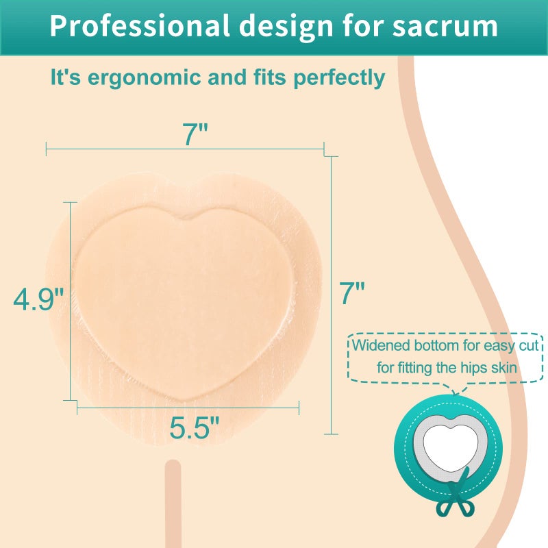 Dimora Ag Silver Sacrum Foam Wound Dressing Bandages Silicone Adhesive Border 7"x7" Waterproof Sacral Pads Absorbent Breathable Bed Sore Pressure Dressing - Image 2