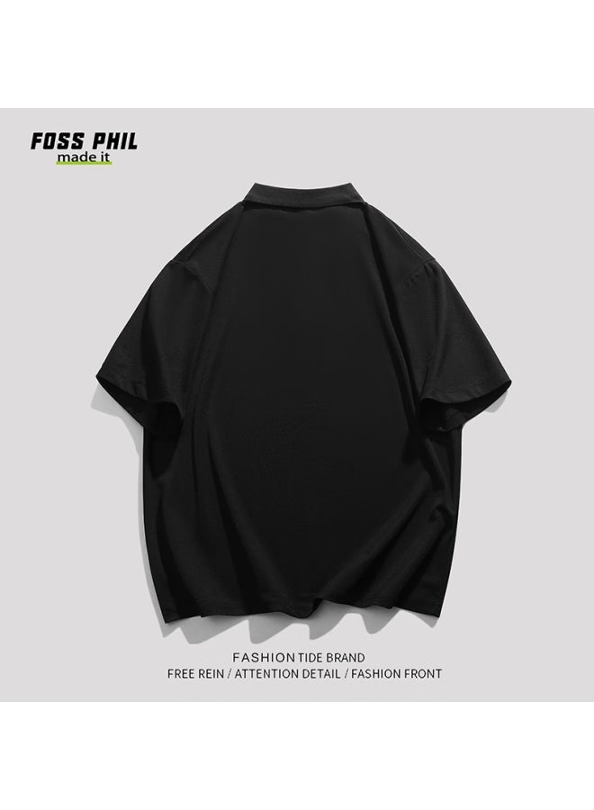 Foss Phil Short-sleeve Polo Shirt For Men, Summer Trendy Printed Loose Casual Undershirt T-shirt Top Men's Clothing Fpl01 White 2XL - Image 4