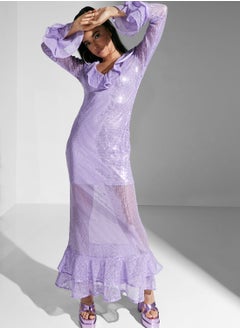 Amy Lynn Cut Out Back Ruffle Hem Dress  - Image 1