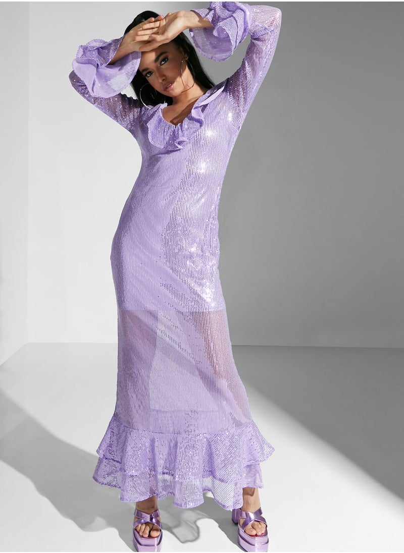 Amy Lynn - Cut Out Back Ruffle Hem Dress - Image 1