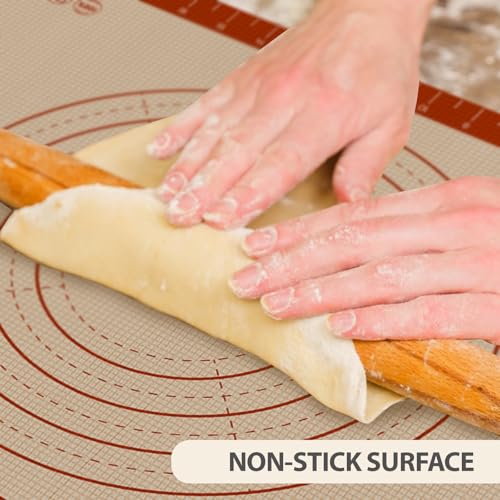 Dwavele Silicone Baking Mat with Measurements, Extra Large 0.7mm 24" x 16" Pastry Dough Sheet, Pie Crust Rolling sourdough tools Supplies for Making Pizza, Pie, Christmas Cookies, Bread, Non Stick - Image 5