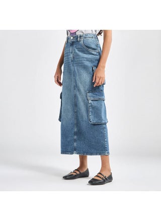 Lee Cooper Solid A-line Maxi Denim Skirt with Pockets and Button Closure - pzsku/ZE59D2EDAD17B481D33F6Z/45/_/1728433525/cd79a6c6-08c5-4c79-89af-b64bffde8423