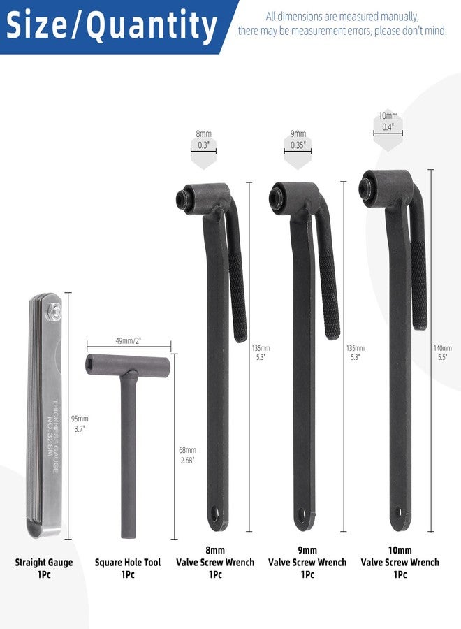 Glarks 5Pcs Motorcycle Engine Valve Screw Adjustment Tool Kit, 3Pcs 8mm 9mm 10mm Engine Valve Screw Spanner Engine Valve Screw Wrench and Straight Feeler Gauge for Motor Engine Valve Screw - Image 2