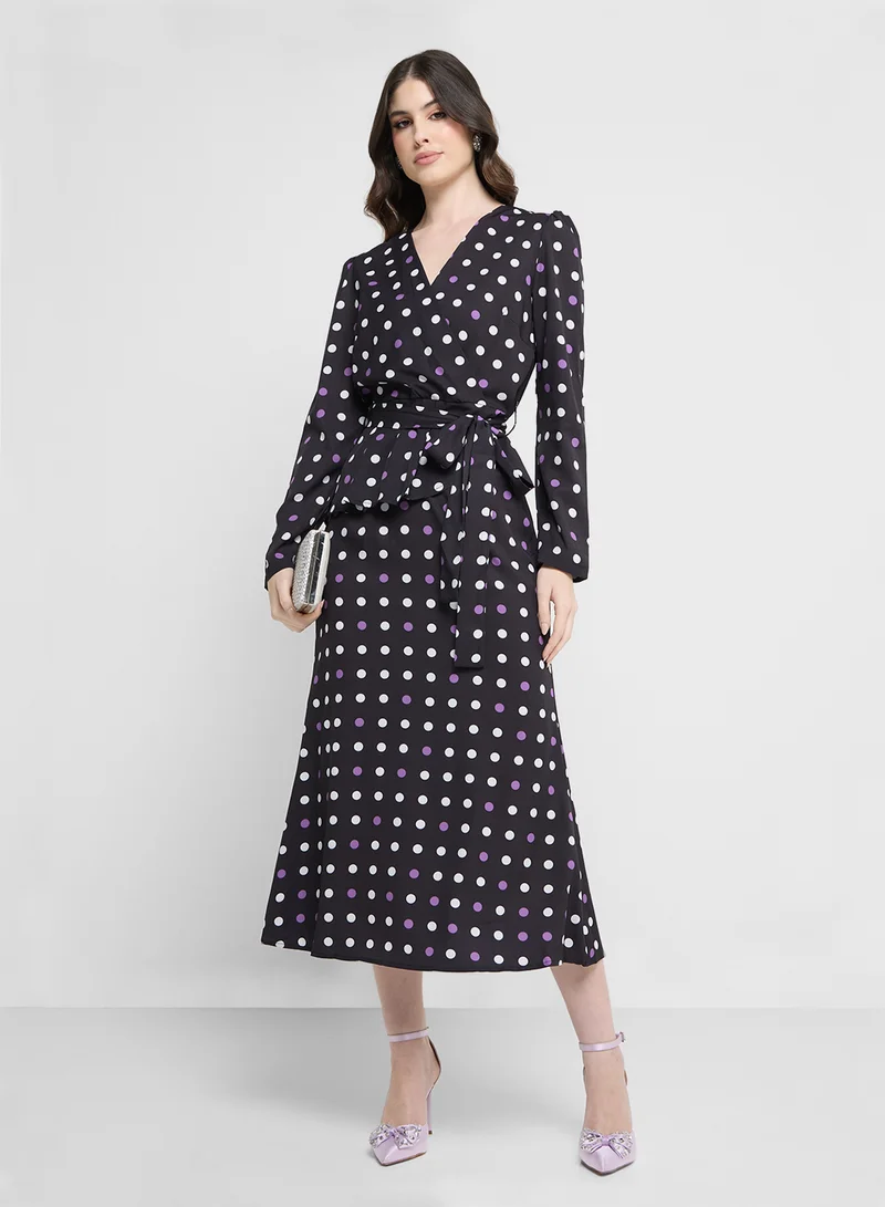 Khizana Polka Dot Midi Dress